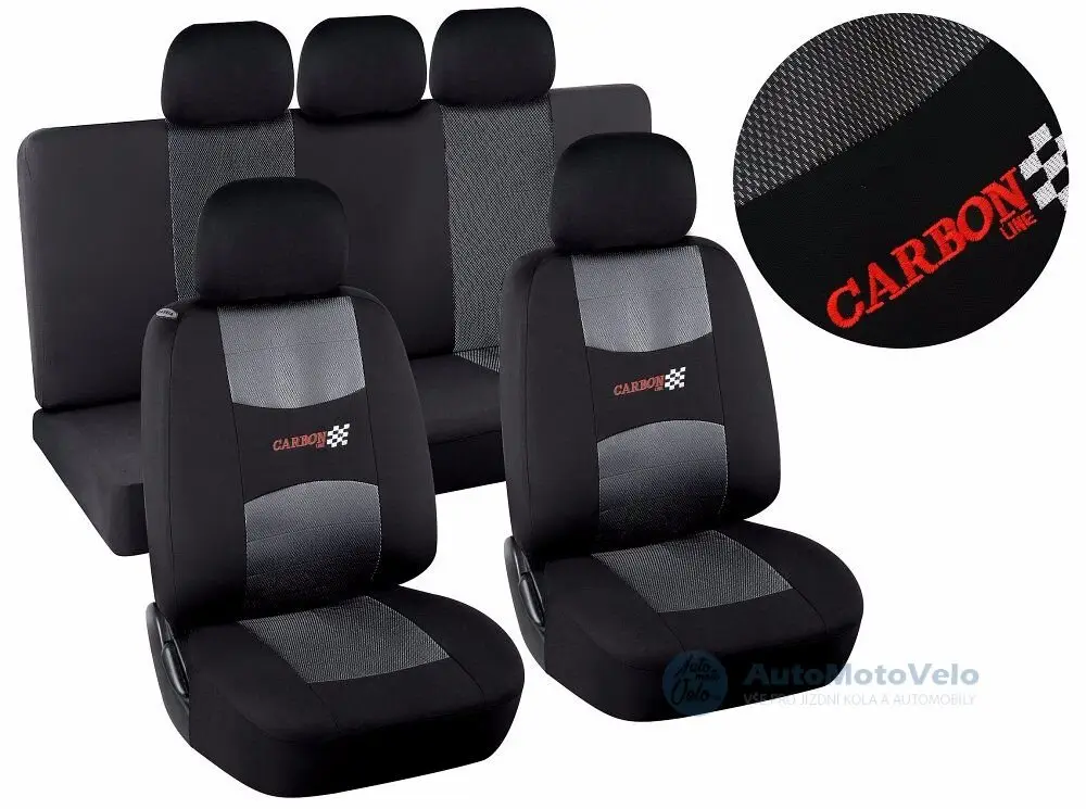 Finální Výprodej Potahy sedadel sada 9ks CARBON DARK černé AIRBAG