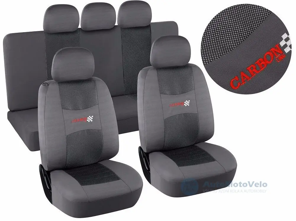 Potahy sedadel sada 9ks CARBON LIGHT šedé AIRBAG Novinka