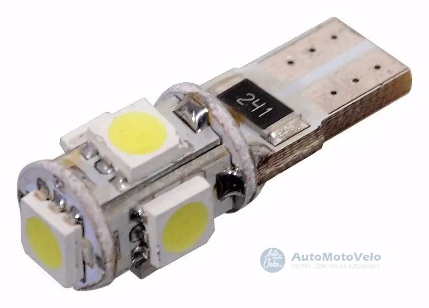 Žárovka 5 SMD LED 12V T10 s rezistorem CAN-BUS ready bílá Nejlepší Volba