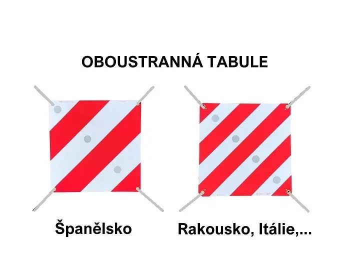 Reflexní tabule OBOUSTRANNÁ - označení nákladu EU/Španělsko 50x50cm, stahovací pásky Jen Po Omezenou Doba