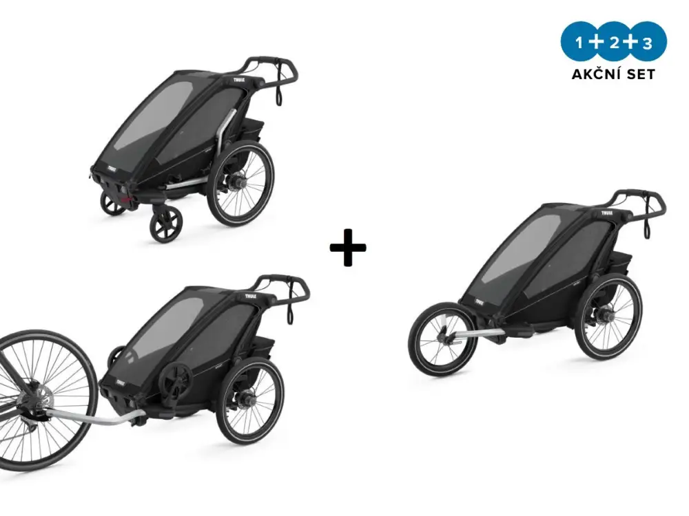 Thule Chariot Sport 1 Midnight Black + bike set + kočárkový set + běžecký set Autentický