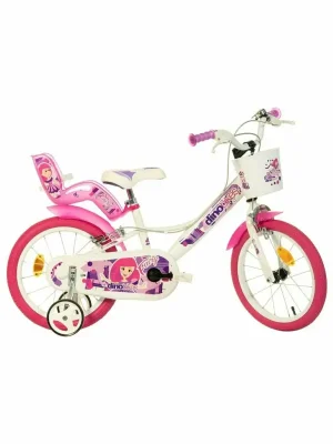 Cenový Hit Dětské kolo Dino Bikes 16" Bílé s růžovým potiskem