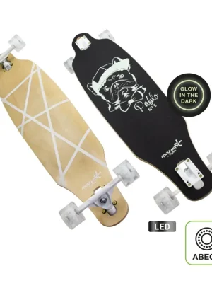 Cenový Hit Muuwmi Longboard GLOW ABEC 7 PABLO, svítící kolečka, světelný efekt