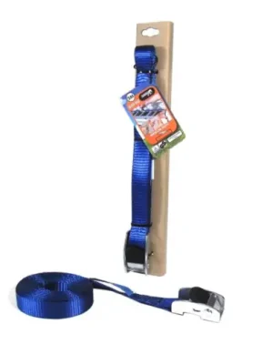 Levný Popruh s poplastovanou ocelovou přezkou JUMBO 1 x 500cm / 220kg / blue