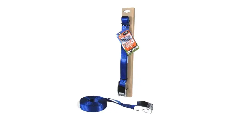 Levný Popruh s poplastovanou ocelovou přezkou JUMBO 1 x 500cm / 220kg / blue