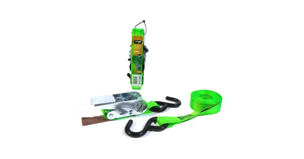 Popruh JUMBO 1 x 400cm s ráčnou a "S" háky / 250kg / fluo green Dokud Zásoby Vydrží