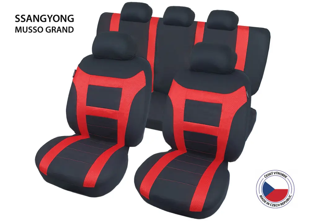 Originální Autopotahy Perfetto EL SSangYong Musso Grand červená