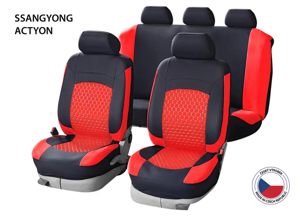 Autopotahy Perfetto HL SSangYong Actyon černá/červená Levný