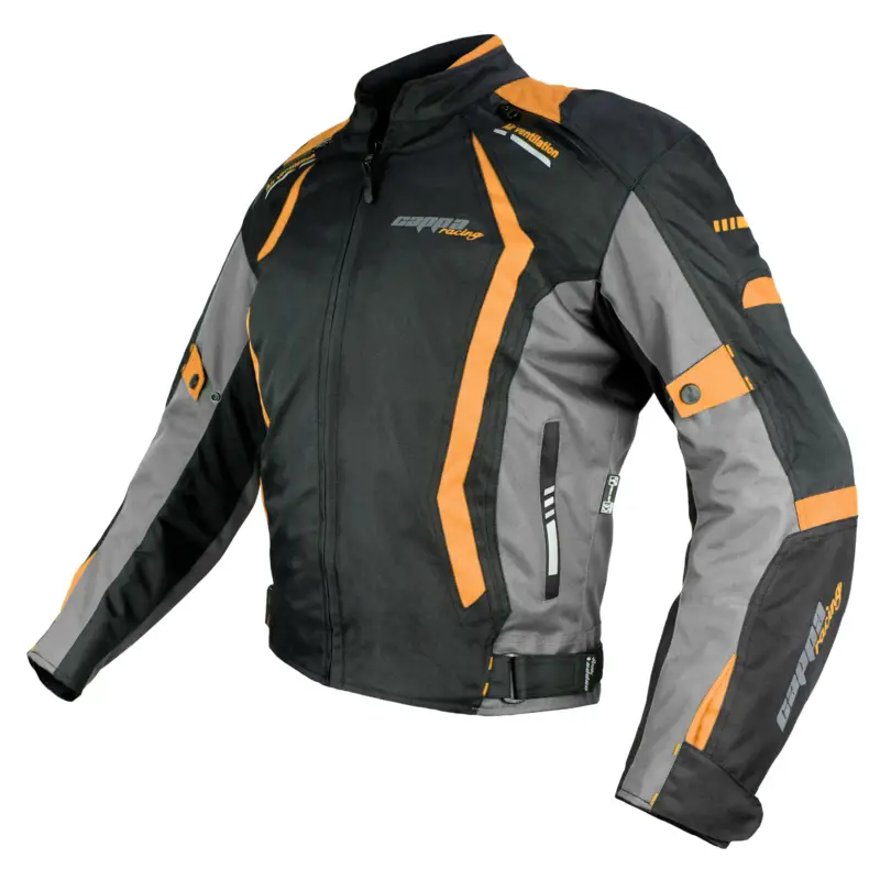Bunda moto AREZZO textilní černá/oranžová Ověřený