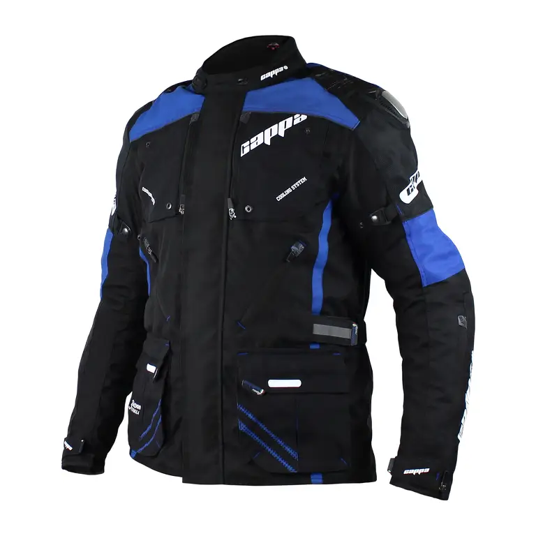 Bunda moto pánská MAGIONE textilní černá / modrá Pouze Dnes