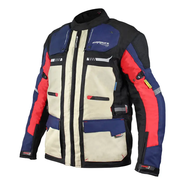 Expresní Doručení Bunda moto pánská MORENO textilní modrá/červená/béžová