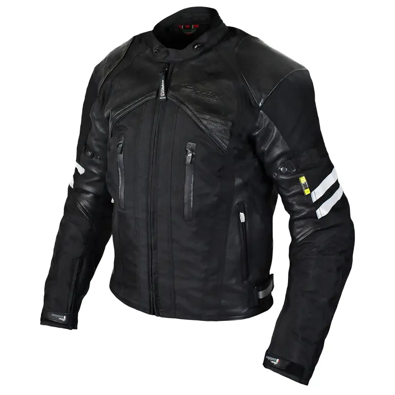 Bunda moto pánská MOTEGI kůže/textil černá Cenová Bomba